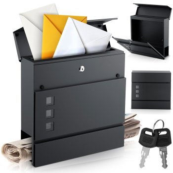 Humberg Wall-Mounted Mailbox with Newspaper Holder HM-863, 37x37x10.5 cm, Anthracite