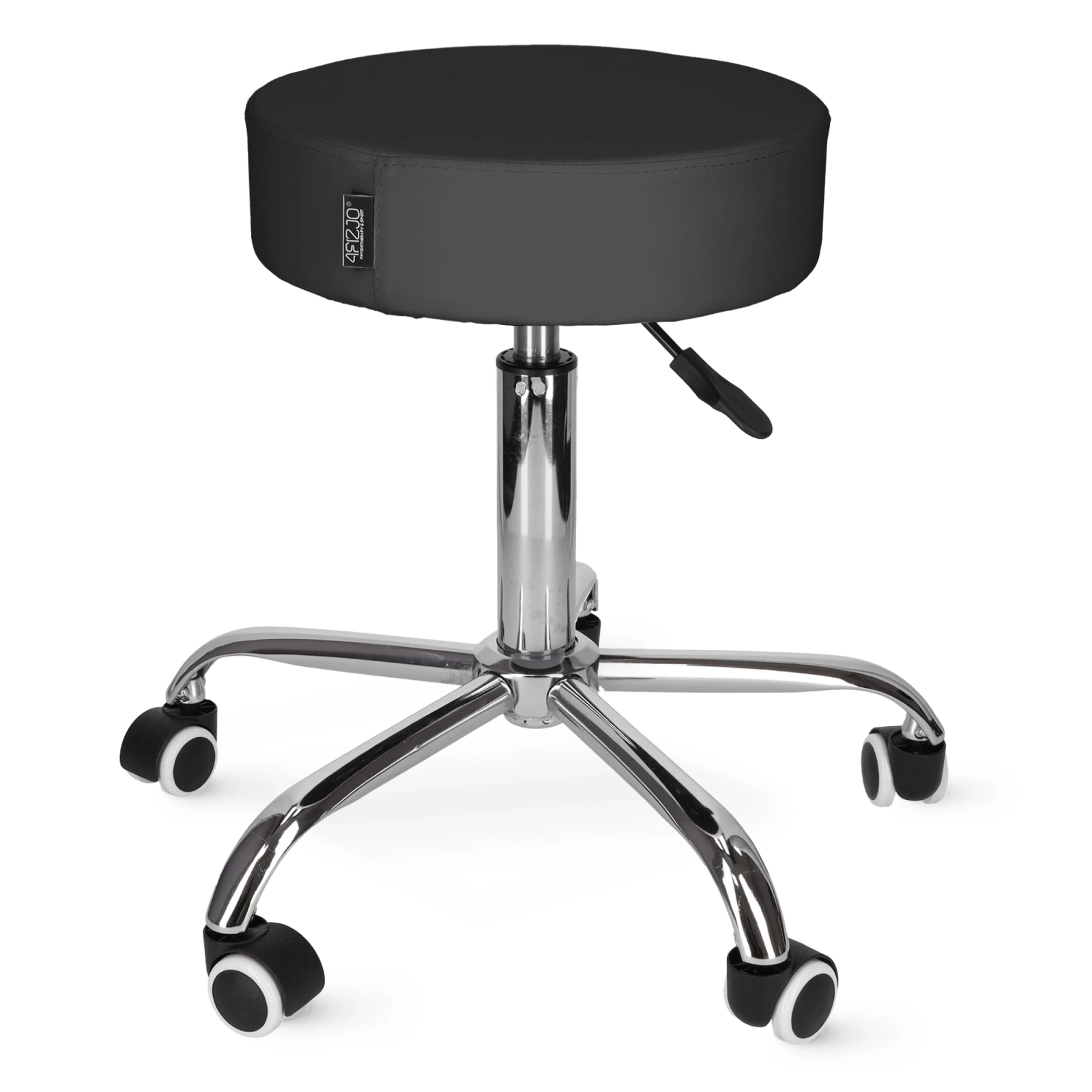 PURE Adjustable Rolling Swivel Stool for Massage Spa Salon, Black