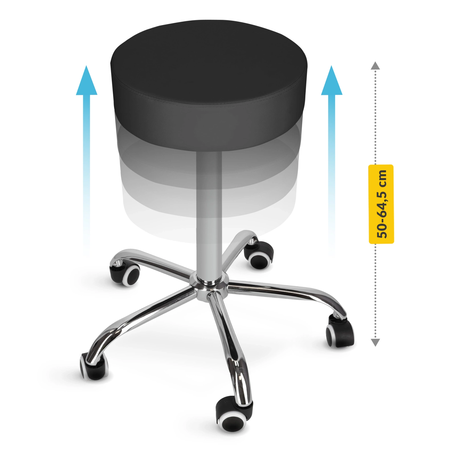 PURE Adjustable Rolling Swivel Stool for Massage Spa Salon, Black (2)