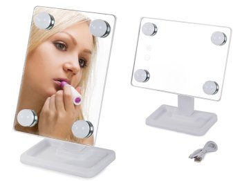 LED Illuminated Cosmetic Makeup Mirror with 180° Rotation, White