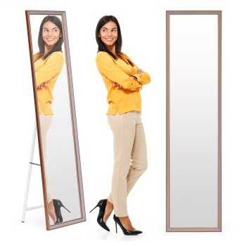 Full Length Standing Mirror 148 cm with Aluminum Frame ModernHome, Grey and Copper