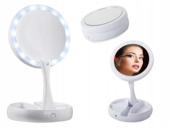 Magnifying Table Makeup Mirror with LED Light Foldable