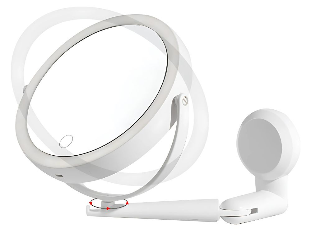 Wall-Mounted LED Makeup Mirror with 360° Swivel and 5x Magnification, White (2)