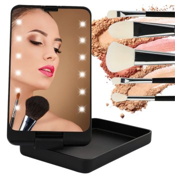 Foldable LED Makeup Mirror with Lights, Portable Cosmetic Mirror for Travel