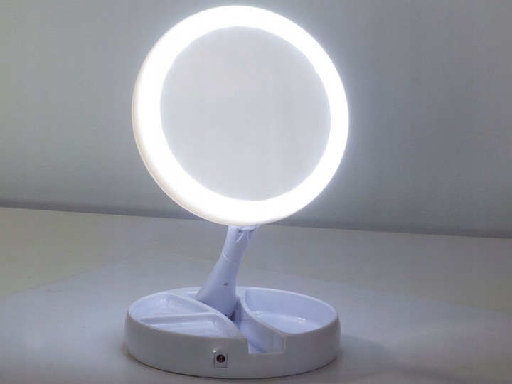Magnifying Table Makeup Mirror with LED Light Foldable (13)