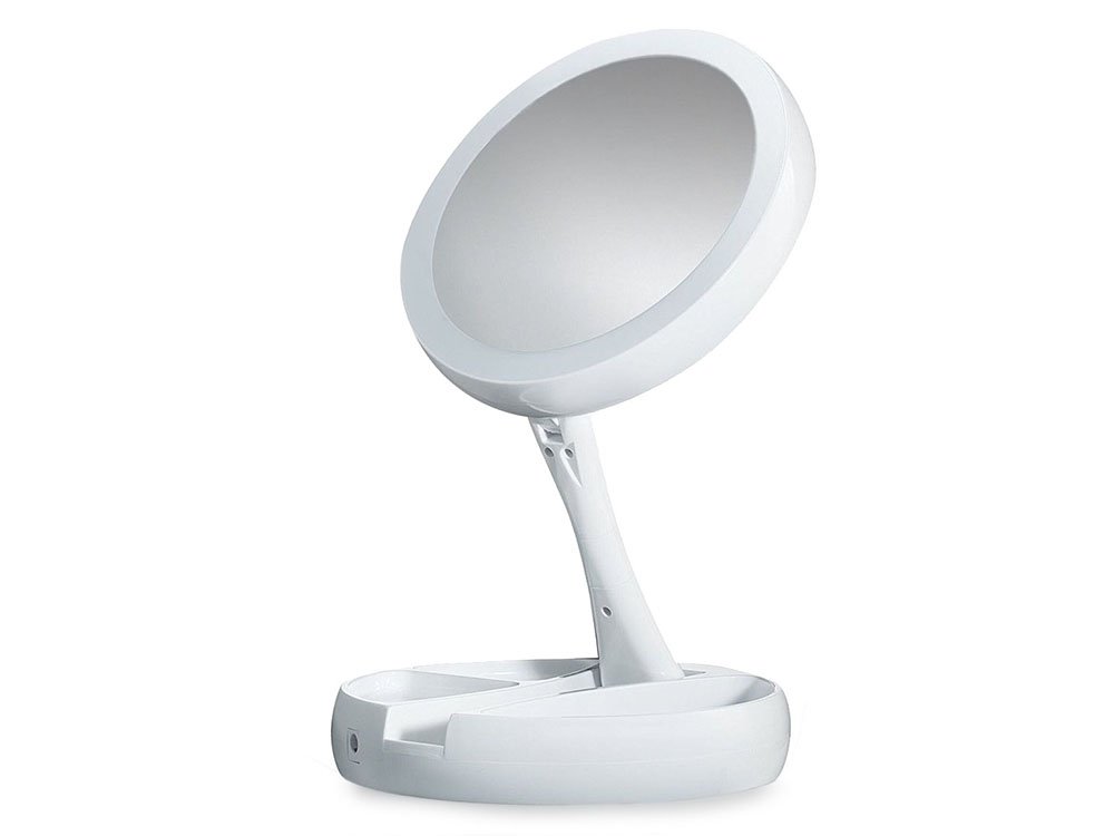 Magnifying Table Makeup Mirror with LED Light Foldable (16)