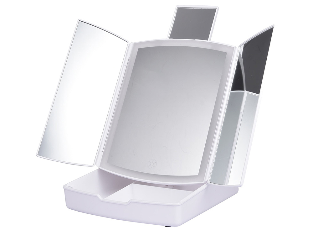 Folding LED Light Makeup Mirror Table Desk Cosmetic Vanity Mirror, White (1)