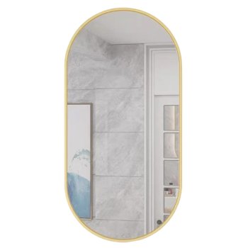 Large Oval Wall Mirror 100x50 cm, Gold Frame