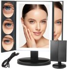 LED Lighted Makeup Mirror with 3x 5x 10x Magnification, Black