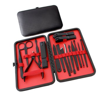 Manicure Pedicure Accessory Tool Set Kit in Case, Black