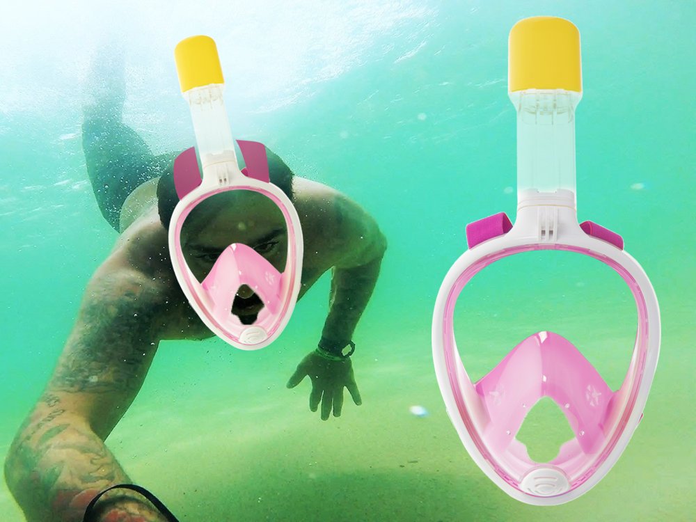 Swimming Diving Snorkeling Mask, S/M, Pink (1)