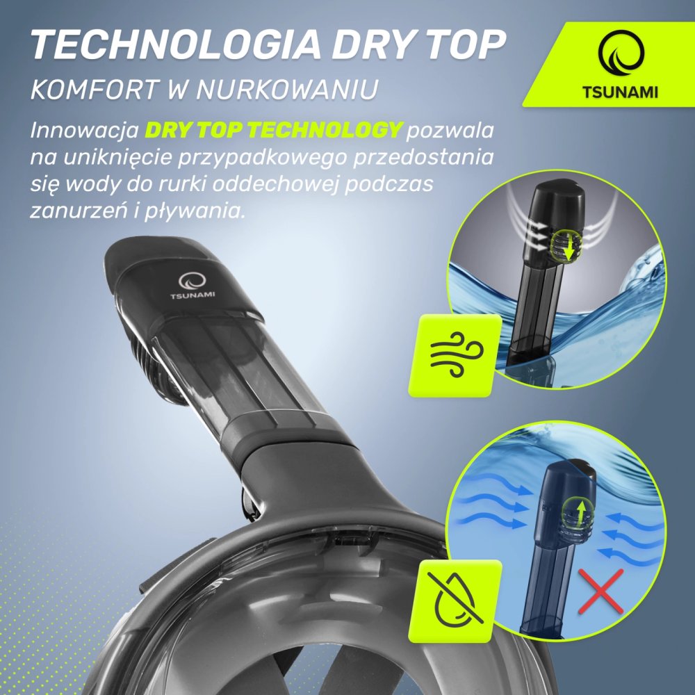 TSUNAMI Full Face Snorkel Mask with 180° Panoramic View, S/M (1)