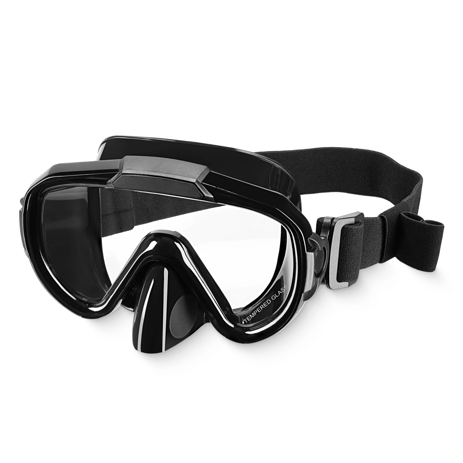 TSUNAMI Diving and Snorkel Mask for Adults, Panoramic View, Black