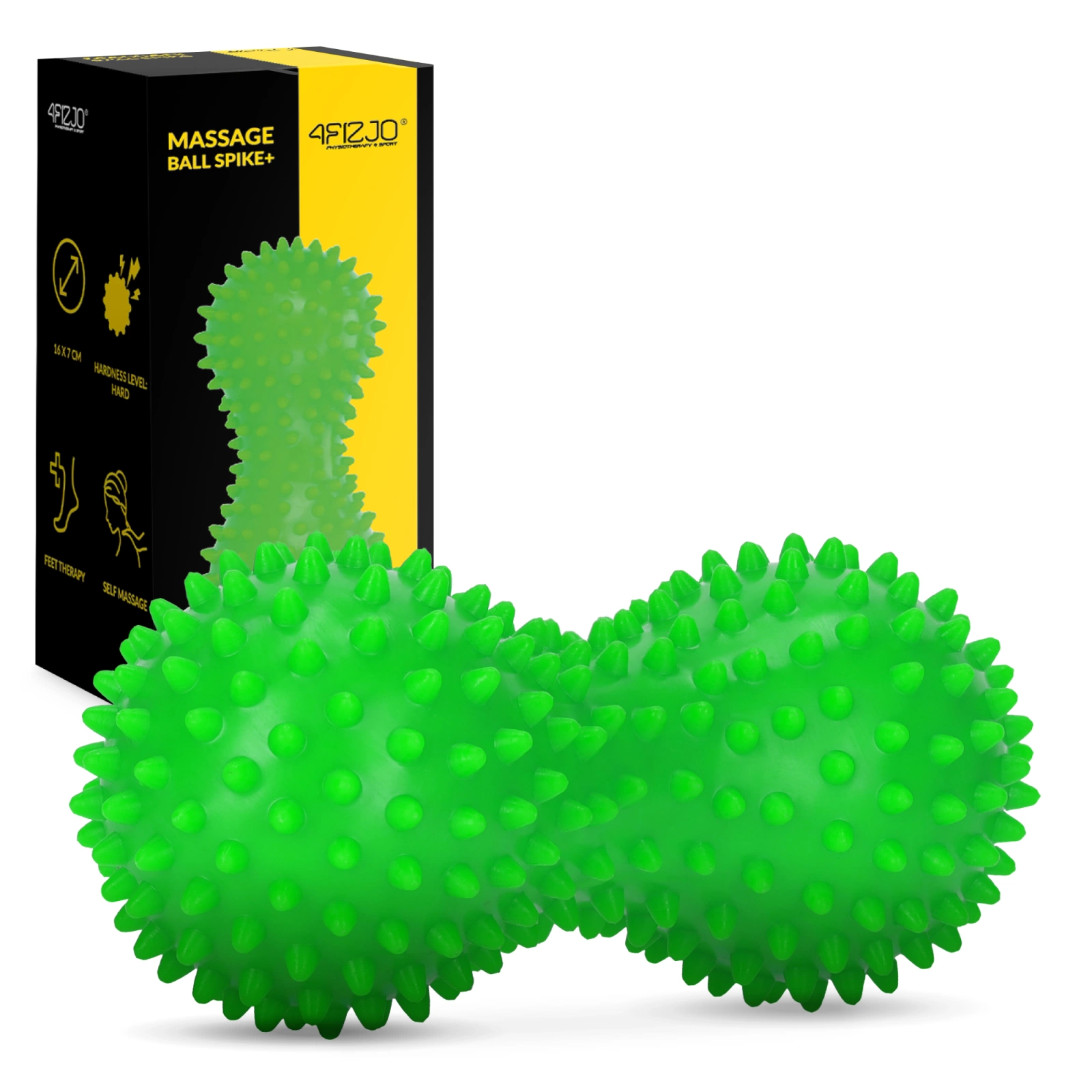 4FIZJO Spiky Peanut Massage Ball for Deep Tissue & Rehab, Green