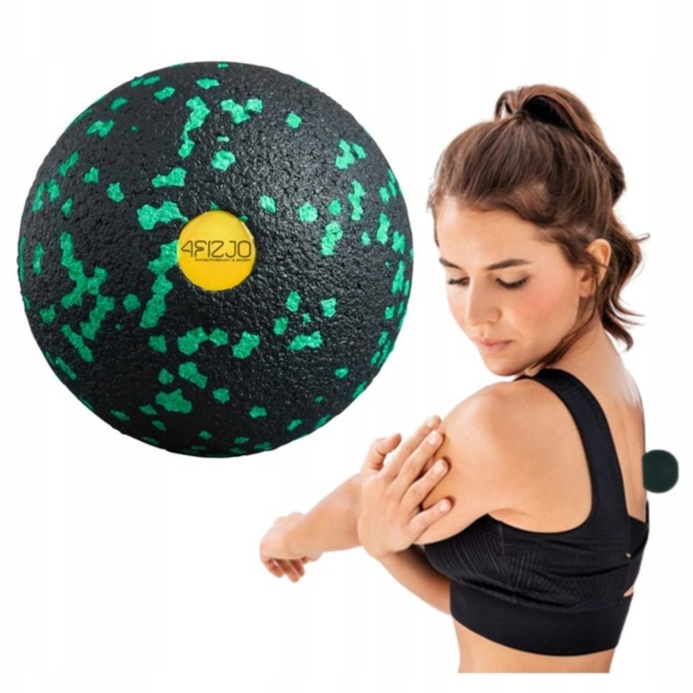 4FIZJO Massage Motion Ball for Physical Therapy, Muscle Relaxation, Rehabilitation - 8cm, Black/Green (1)