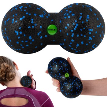 Neo-Sport Dual Massage & Fitness Ball NS-966, Black-Blue - Ideal for Muscle Relief Flexibility