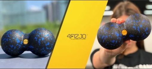 4FIZJO Hard Massage Double Fascia Ball for Yoga Fitness Therapy - 8cm, Black/Blue (0)
