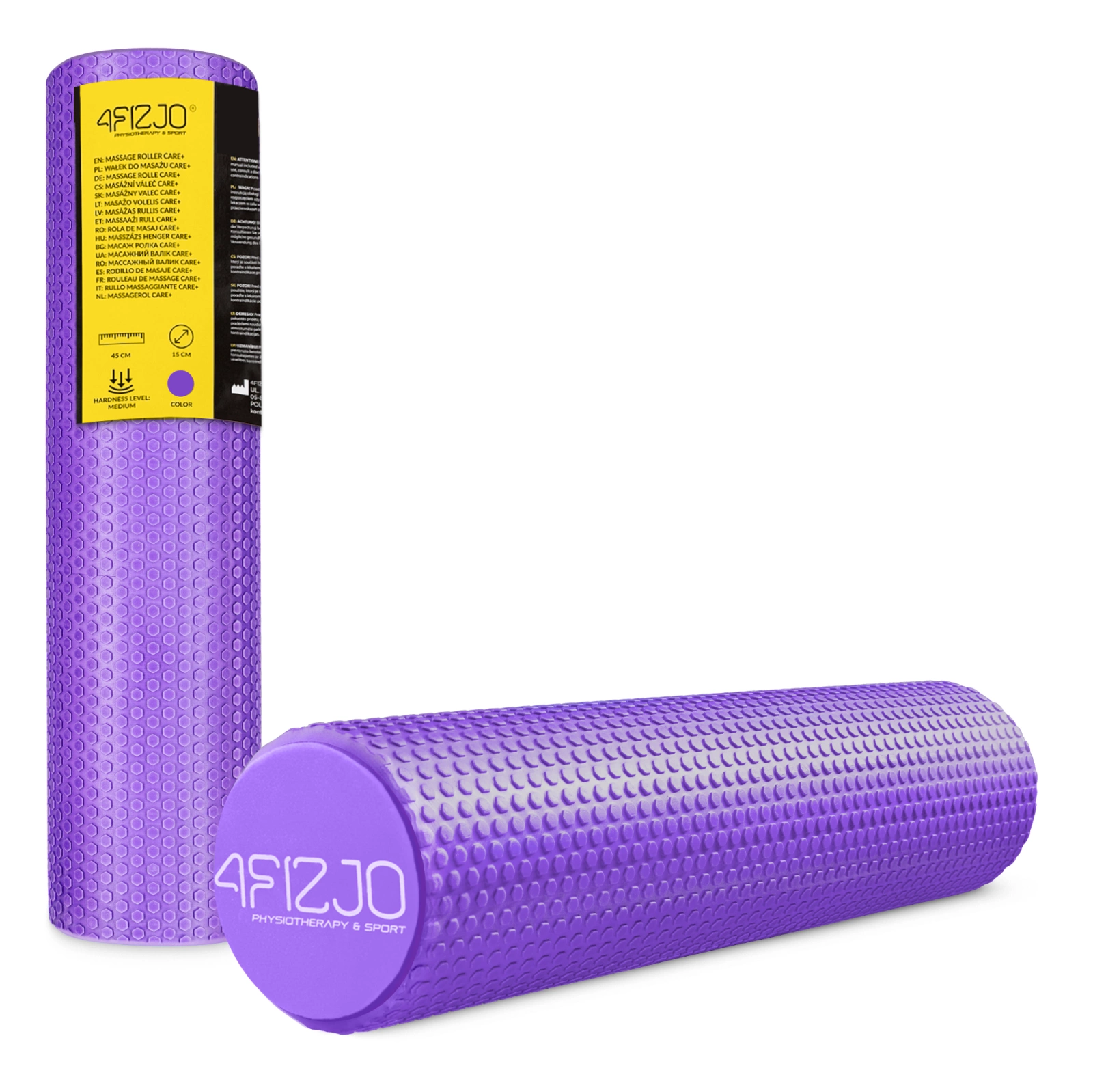 4FIZJO CARE+ Textured Foam Roller for Massage 60 cm, purple
