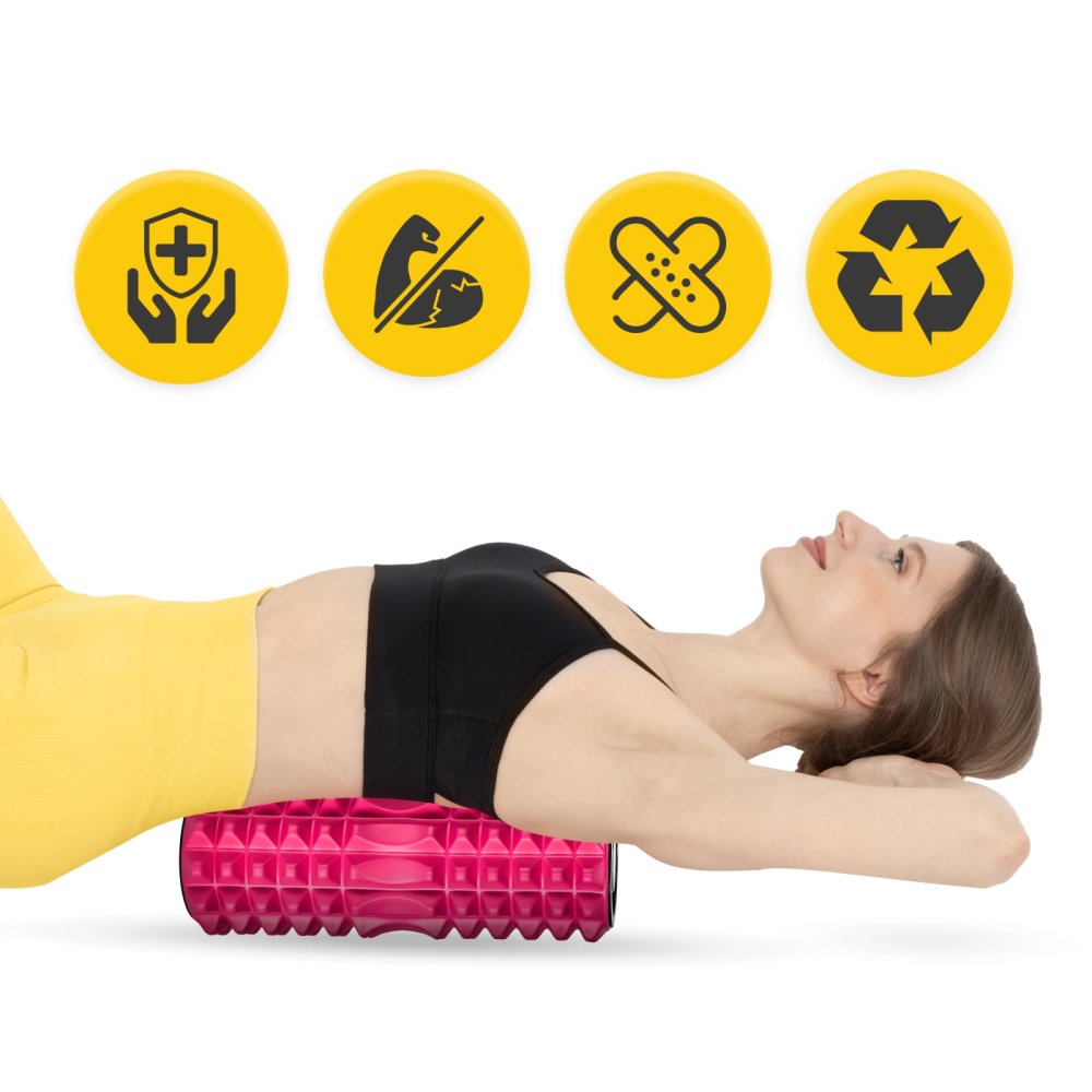 EVA Foam Roller with Spikes for Massage 33 cm, Pink (2)