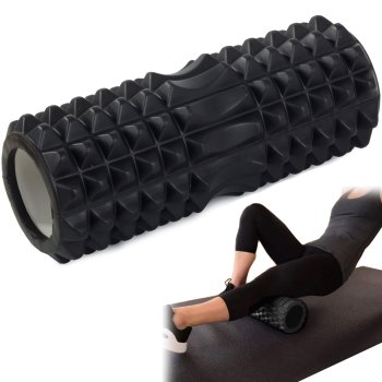 Massage roller for back and legs with bumps, fitness and yoga, black