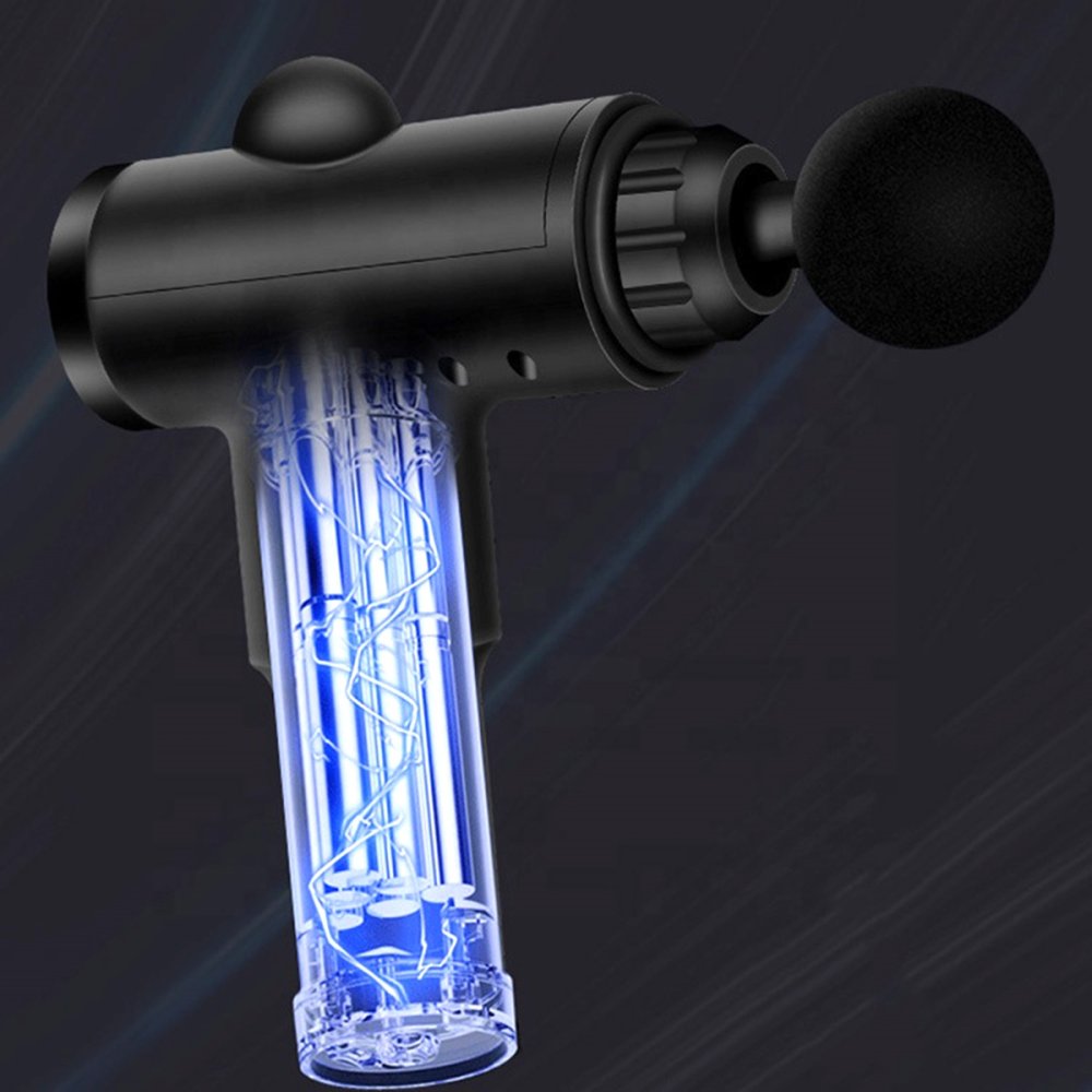 Relaxing Wireless Muscle Massager Pistol Device with Massage Heads, Black (1)