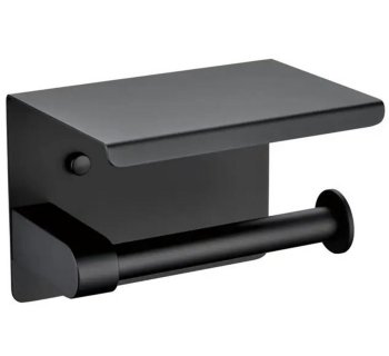 Toilet Paper Holder with Shelf, Black