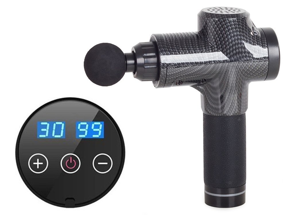 Relaxing Muscle Massager Pistol with 6 Nozzles Wireless Massage Device with Display, Carbon (7)