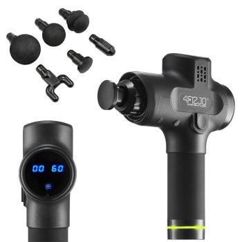 4Fizjo Massage Gun PRO+ Relaxing Muscle Pistol with 6 Nozzles, Wireless Massage Device