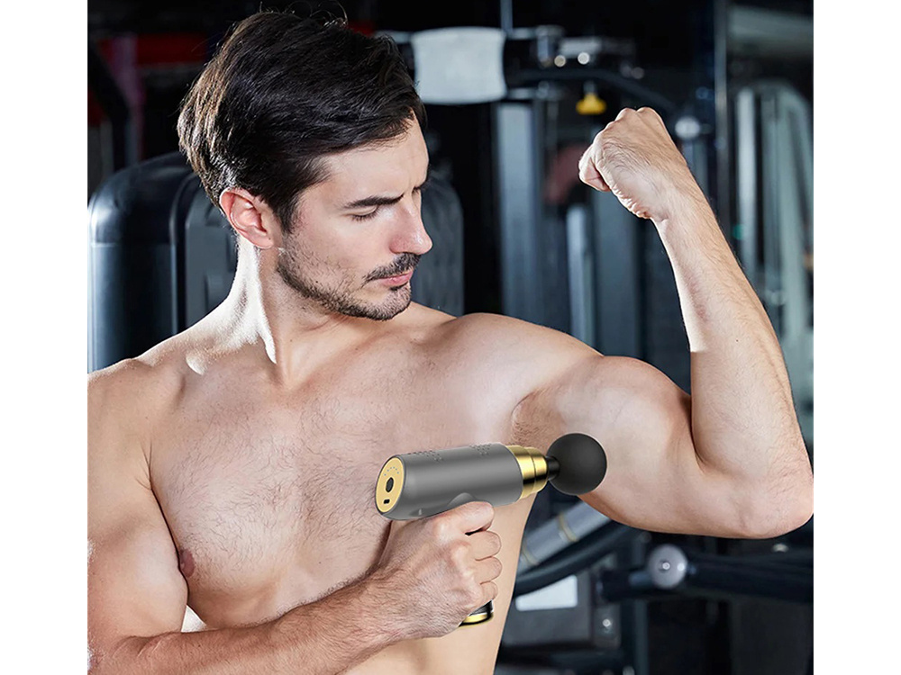 Powerful Mini Massage Gun, Portable Percussion Muscle Massager, Grey (2)