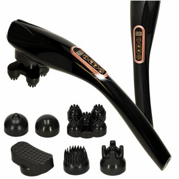 Wireless vibrating back massager with 6 heads, 6-in-1, black