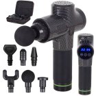 Relaxing Muscle Massager Pistol with 6 Nozzles Wireless Massage Device with Display, Carbon