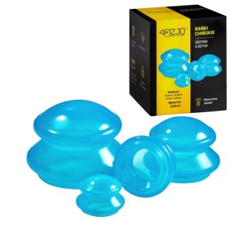 4FIZJO Acupuncture Vacuum Massage Cupping Bubbles Jars Cups, 4 pcs., Blue