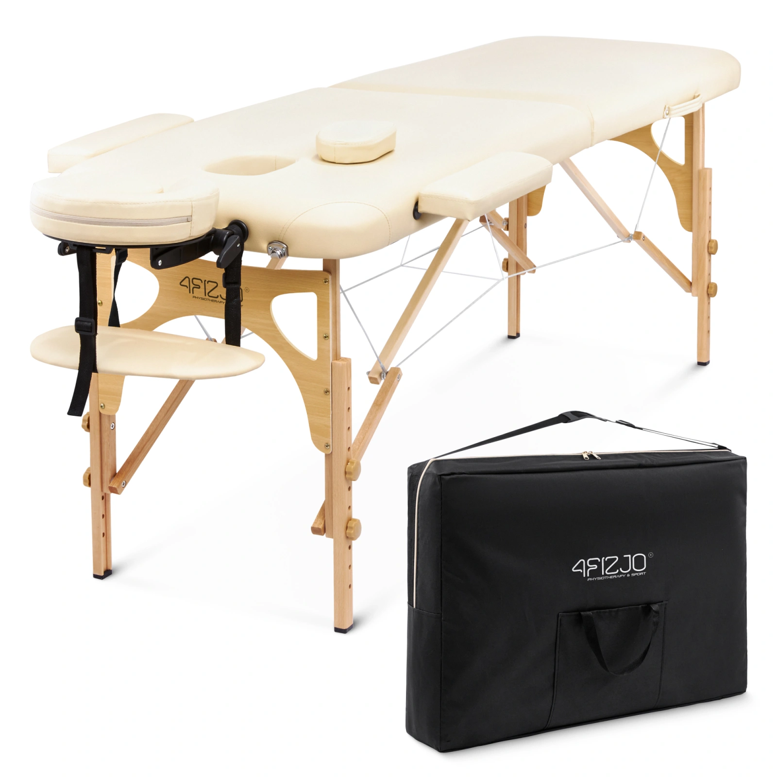 4FIZJO Portable Wooden Massage Table 60 cm, Beige