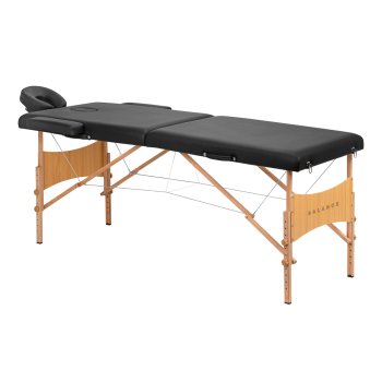 Balance Wooden Portable Massage Table 2 Section Folding Bed, Black