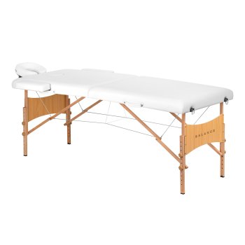 Balance Lux Portable Massage Table Wooden 2 Section Folding Bed 190x70, white