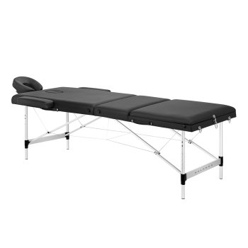 Portable Massage Table Balance 3 Section Aluminum Folding Spa Bed, Black