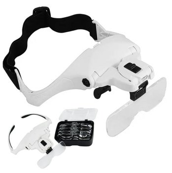 Head Magnifier Glasses with LED Light, 5 Lenses, White