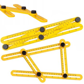 Multi-Angle Measuring Ruler and Shape Template Tool, Yellow