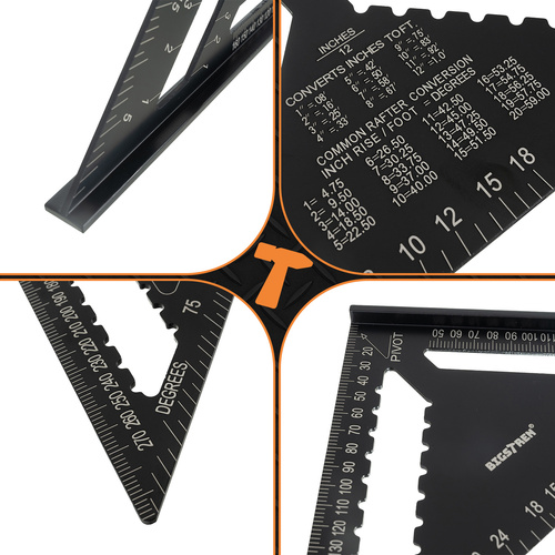 Bigstren 25874 Aluminum Carpenter's Speed Square, 12-inch, 30x30 cm (2)