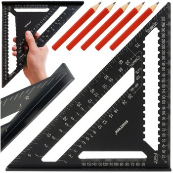 Bigstren 25874 Aluminum Carpenter's Speed Square, 12-inch, 30x30 cm