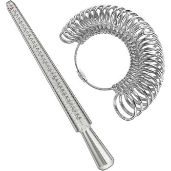Metal Ring Sizer Tool Set with Mandrel and Finger Gauge