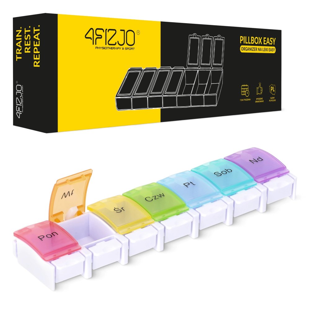 Weekly Pill Organizer 7 Day 4FIZJO EASY Pill Box Case, Multicolor (3)