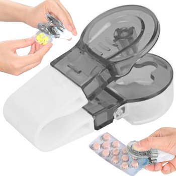 Portable Tablet Dispenser, Pill Remover, Blister Squeezer, Black