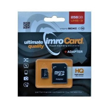 Imro 256GB microSDXC Memory Card Class 10 UHS-3 with Adapter, black