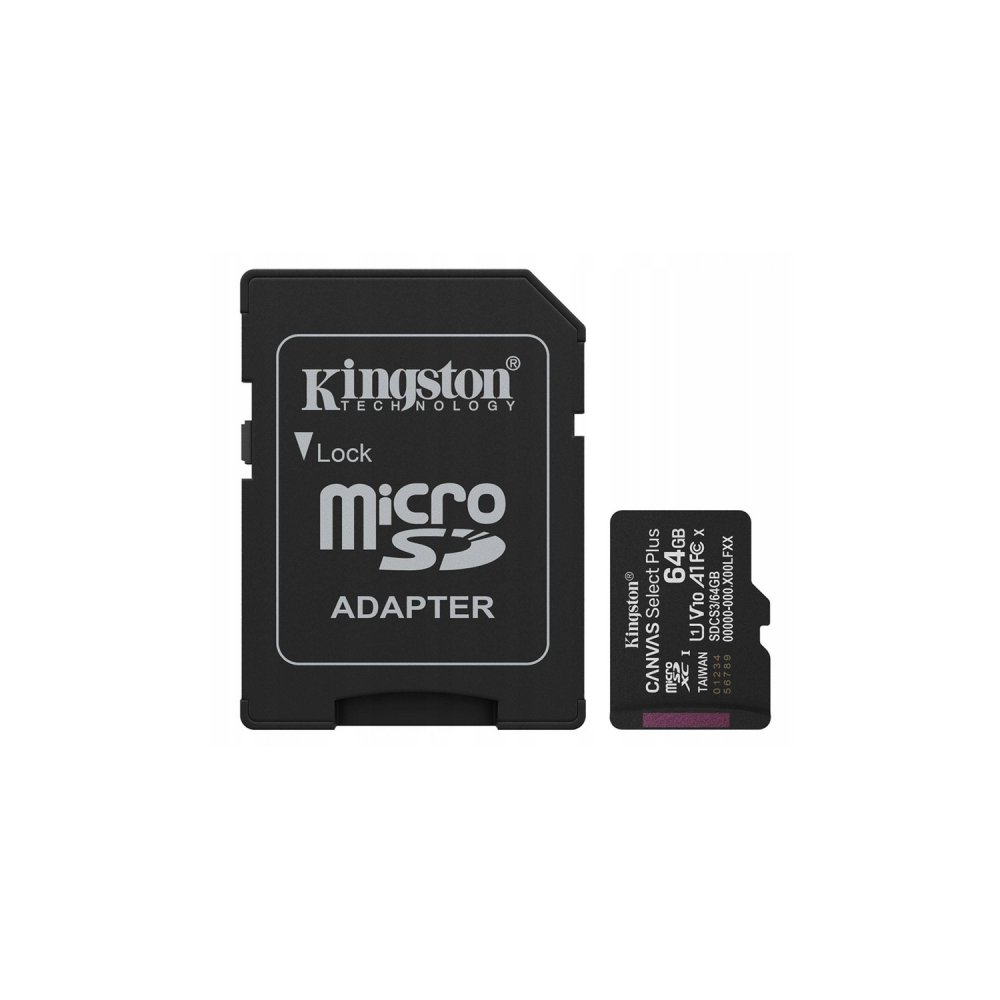 Kingston Canvas Select Plus 64GB MicroSD Memory Card 100MB/s with Adapter, black (0)