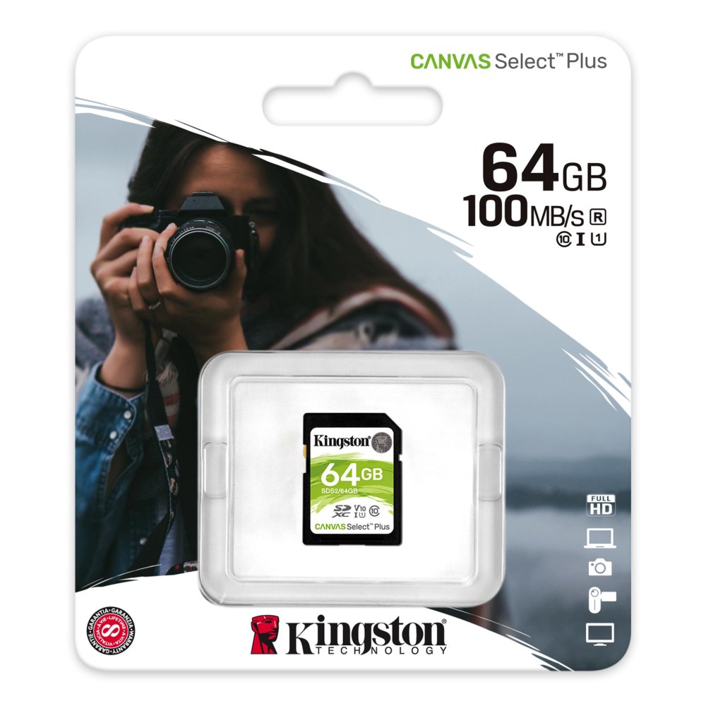 Kingston 64GB microSDXC Memory Card Canvas Select Plus SDS2, black (0)