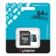 Kingston 64GB microSDXC Canvas Go Plus 200MBps A2 U3 V30 with Adapter, Black