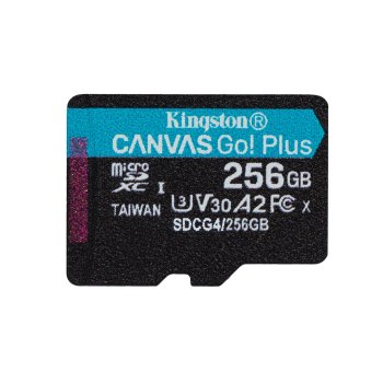 Kingston Canvas Go Plus 256GB MicroSDXC Card 200MBps A2 U3 V30 Adapter