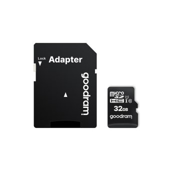 32GB MicroSDHC Memory Card GoodRam Class 10 UHS-I with Adapter, black