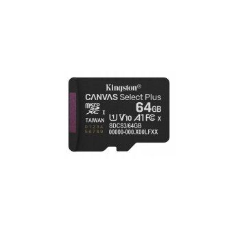 Kingston Canvas Select Plus 64GB MicroSD Memory Card 100MB/s with Adapter, black